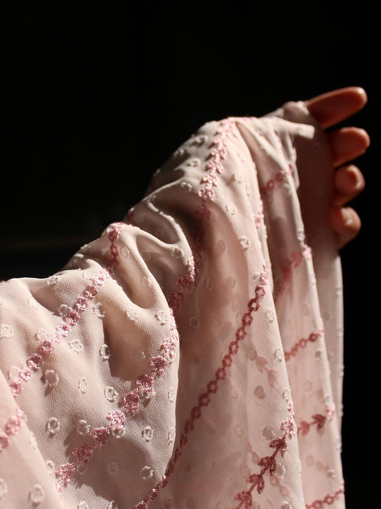 Hanfu Embroidery Flower High-end Chiffon Fabric Dress Clothing
