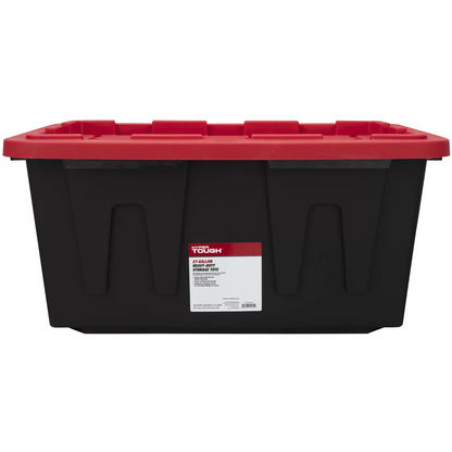 Large Storage Bin, 27 Gallon Plastic Storage Container with Snap-On Lid, Black a