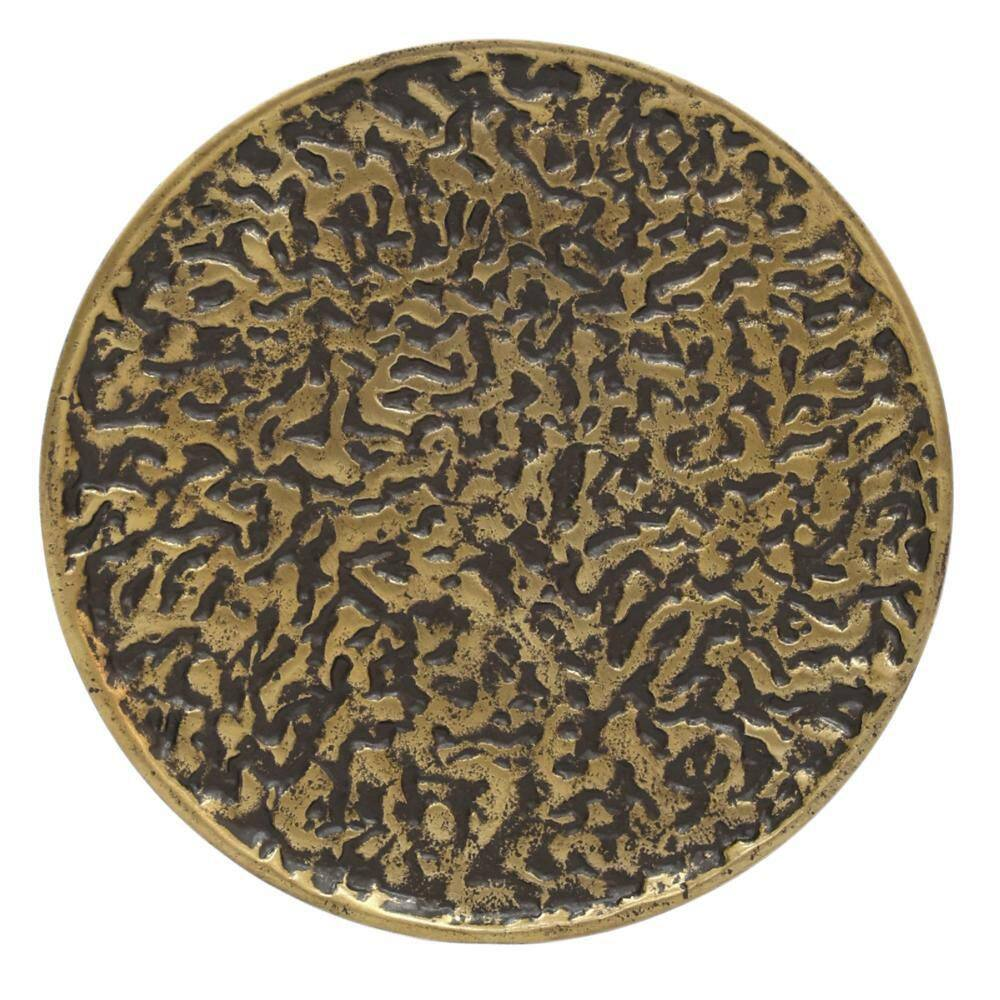 Arvyn 10 In. Antique Brass round Aluminum Cast Drink End Table with Embossed Tex
