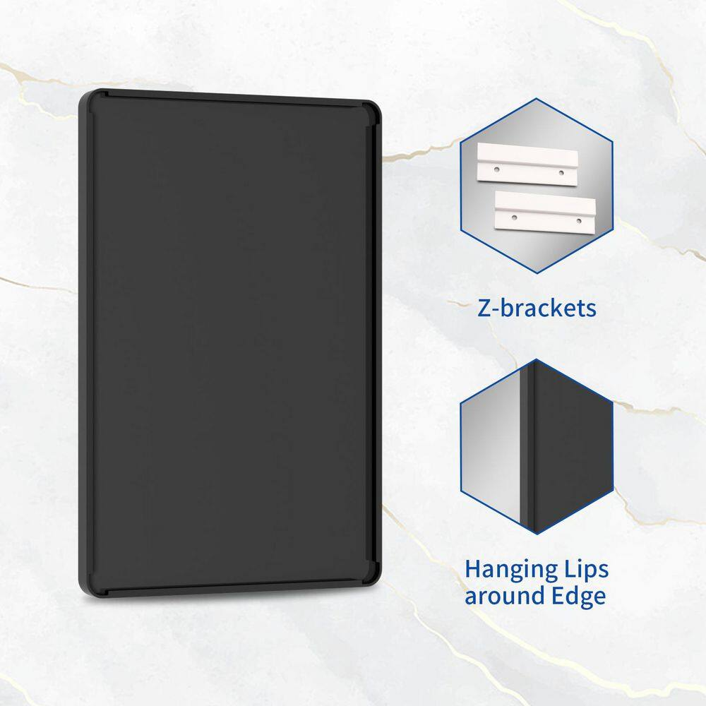 30 In. W X 40 In. H Modern Rectangular Aluminum Alloy Framed Rounded Black Wall 