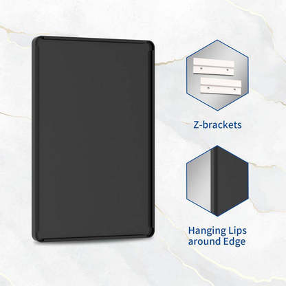 30 In. W X 40 In. H Modern Rectangular Aluminum Alloy Framed Rounded Black Wall 