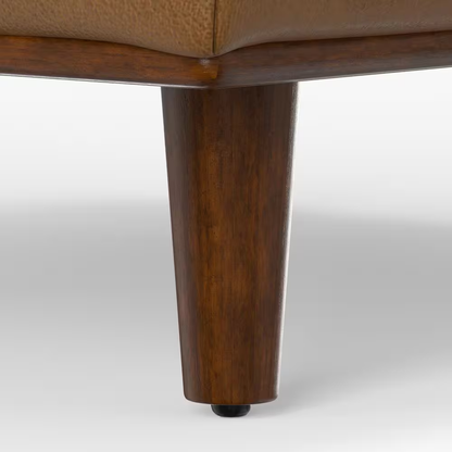 Morrison 49 In. Genuine Leather Large Rectangular Ottoman in Caramel Brown Genui