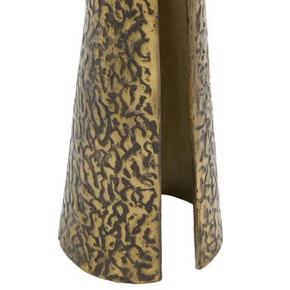Arvyn 10 In. Antique Brass round Aluminum Cast Drink End Table with Embossed Tex