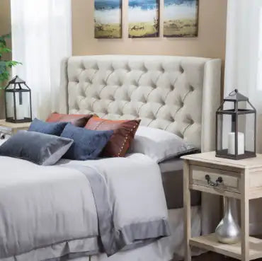 Elegant Fabric Wingback Headboard