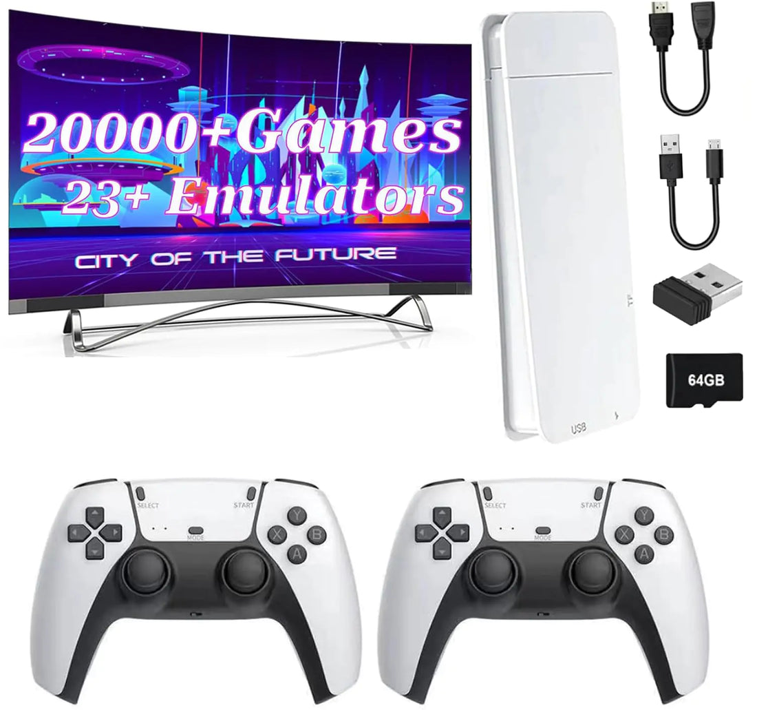 Wireless Retro Game Console Stick Built-in 23 Emulators 20000+ Games Classic Plug &amp; Play Video Games 4K HDMI Output &amp; 2.4G Wireless Controller Gamepad Gifts Birthday for Kid/Adults
