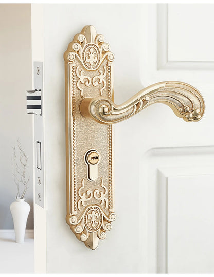 KA European Style Gold Door Locks with Keys Door Handle Ivory White Security Entrance Door Lock Mute Anti-theft Door Hardware
