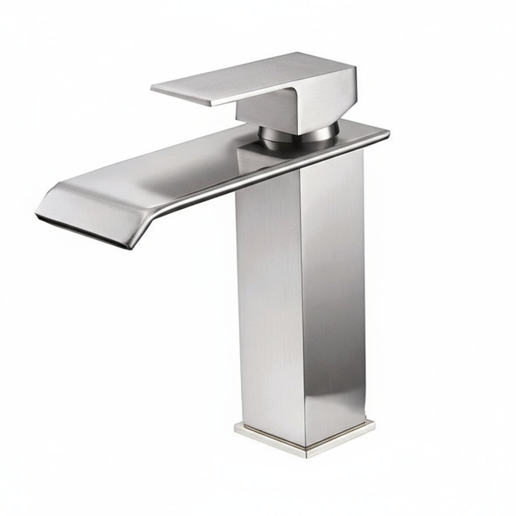 Black Waterfall Bathroom Faucet Basin Vanity Vessel Sinks Mixer Tap Cold And Hot Water Tap Single Hole Bath Sink Faucets Crane