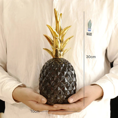 Nordic Light Luxury Ceramic Pineapple Golden Creative Home Living Room Porch Model Room Soft Decoration Wedding Gift