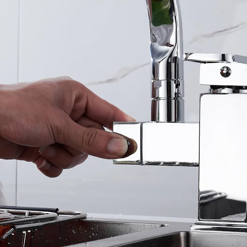 kitchen Sink Faucet Black Deck Mounted Flexible Pull Out Mixer Tap Hot Cold Kitchen Faucet Spring Spout Chrome Silver Faucet