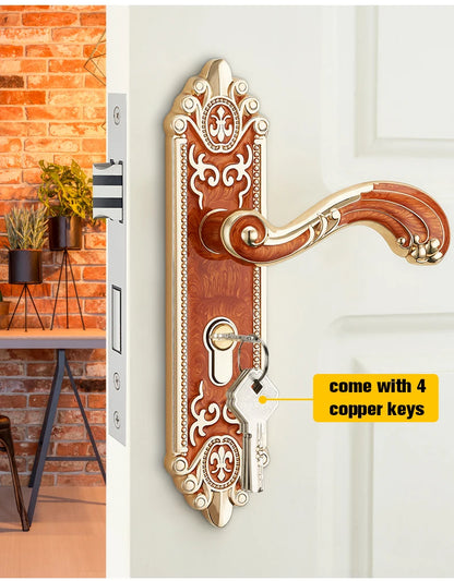 KA European Style Gold Door Locks with Keys Door Handle Ivory White Security Entrance Door Lock Mute Anti-theft Door Hardware