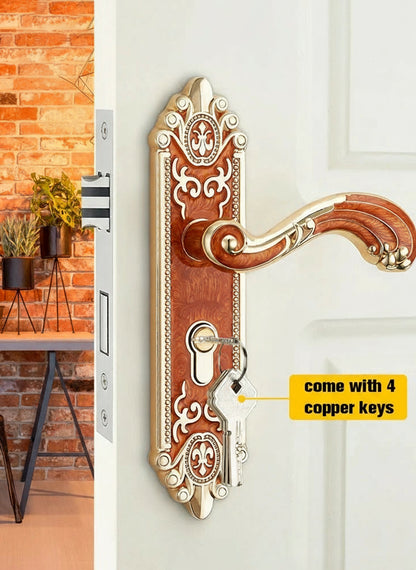 KA European Style Gold Door Locks with Keys Door Handle Ivory White Security Entrance Door Lock Mute Anti-theft Door Hardware