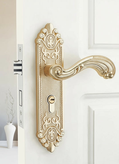 KA European Style Gold Door Locks with Keys Door Handle Ivory White Security Entrance Door Lock Mute Anti-theft Door Hardware