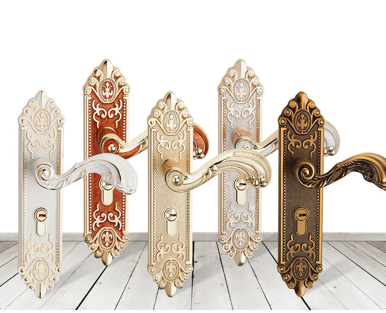 KA European Style Gold Door Locks with Keys Door Handle Ivory White Security Entrance Door Lock Mute Anti-theft Door Hardware