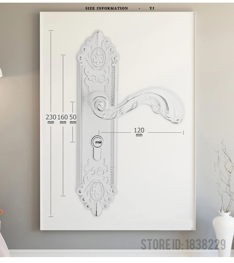 KA European Style Gold Door Locks with Keys Door Handle Ivory White Security Entrance Door Lock Mute Anti-theft Door Hardware