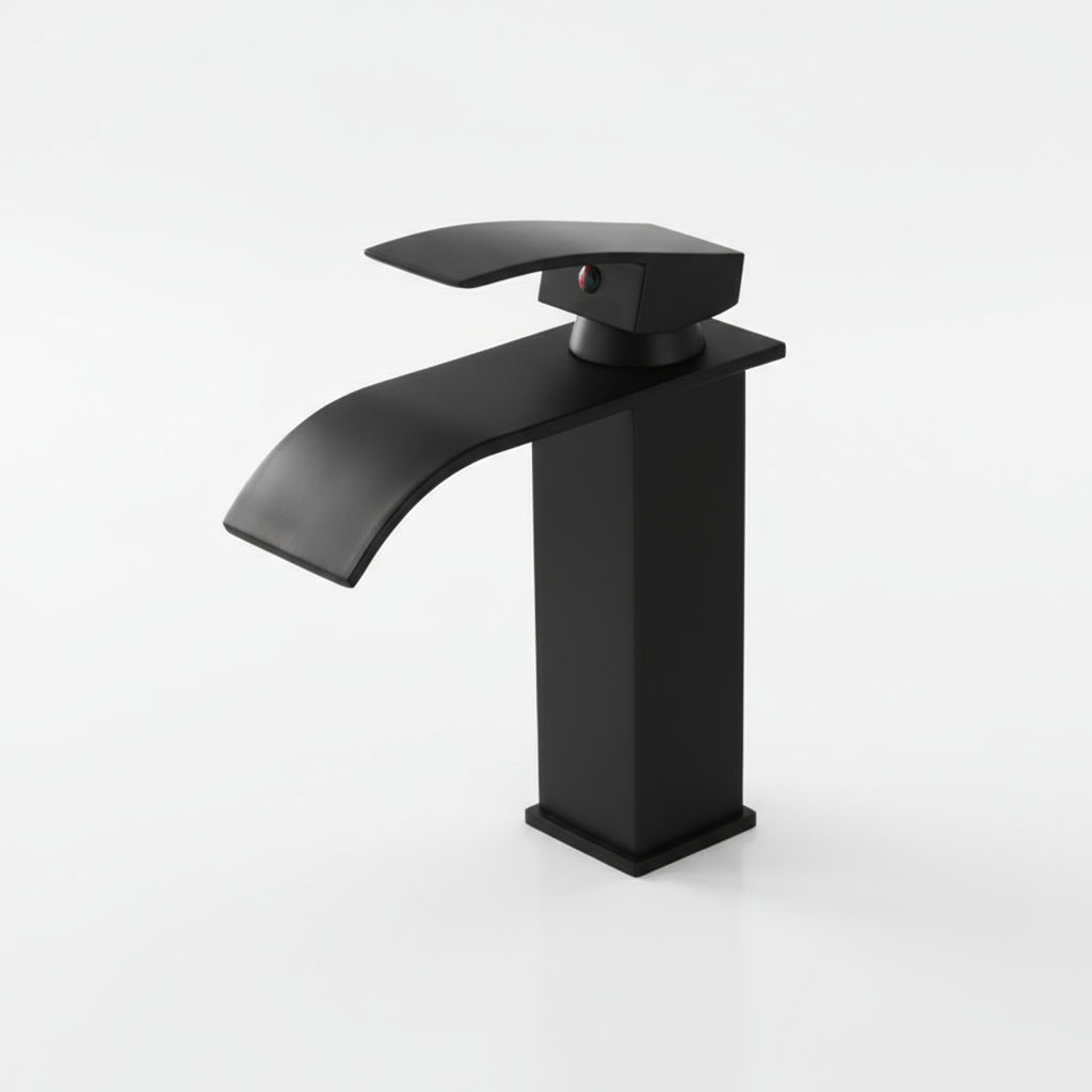 Black Waterfall Bathroom Faucet Basin Vanity Vessel Sinks Mixer Tap Cold And Hot Water Tap Single Hole Bath Sink Faucets Crane