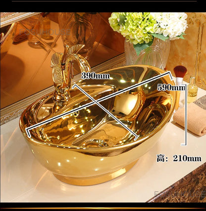 Gold Bathroom Sinks Ceramic Bathroom Sinks Art European Toilet Basin Wash Basin Modern Washing Hand Basin