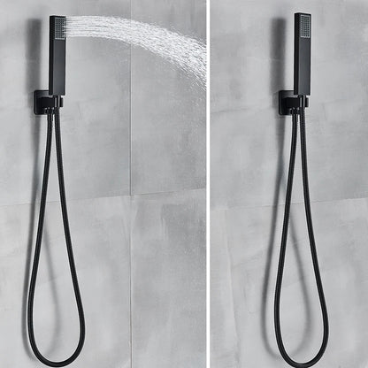 Rozin Matte Black Thermostatic Shower Faucet Concealed Install Bathroom Faucets Ceiling Rainfall Big Size Head Shower Mixer Tap