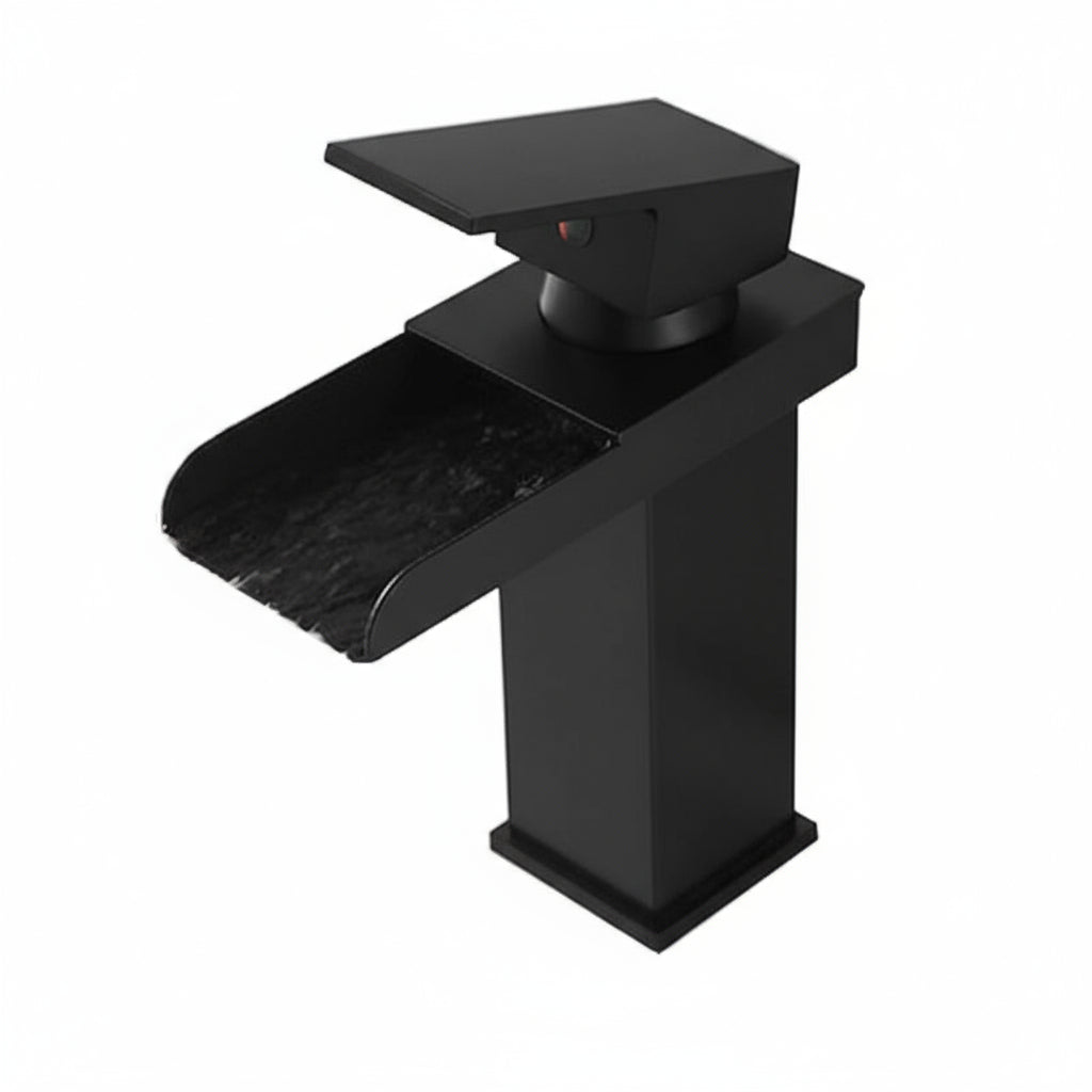 Black Waterfall Bathroom Faucet Basin Vanity Vessel Sinks Mixer Tap Cold And Hot Water Tap Single Hole Bath Sink Faucets Crane