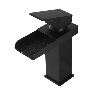 Black Waterfall Bathroom Faucet Basin Vanity Vessel Sinks Mixer Tap Cold And Hot Water Tap Single Hole Bath Sink Faucets Crane