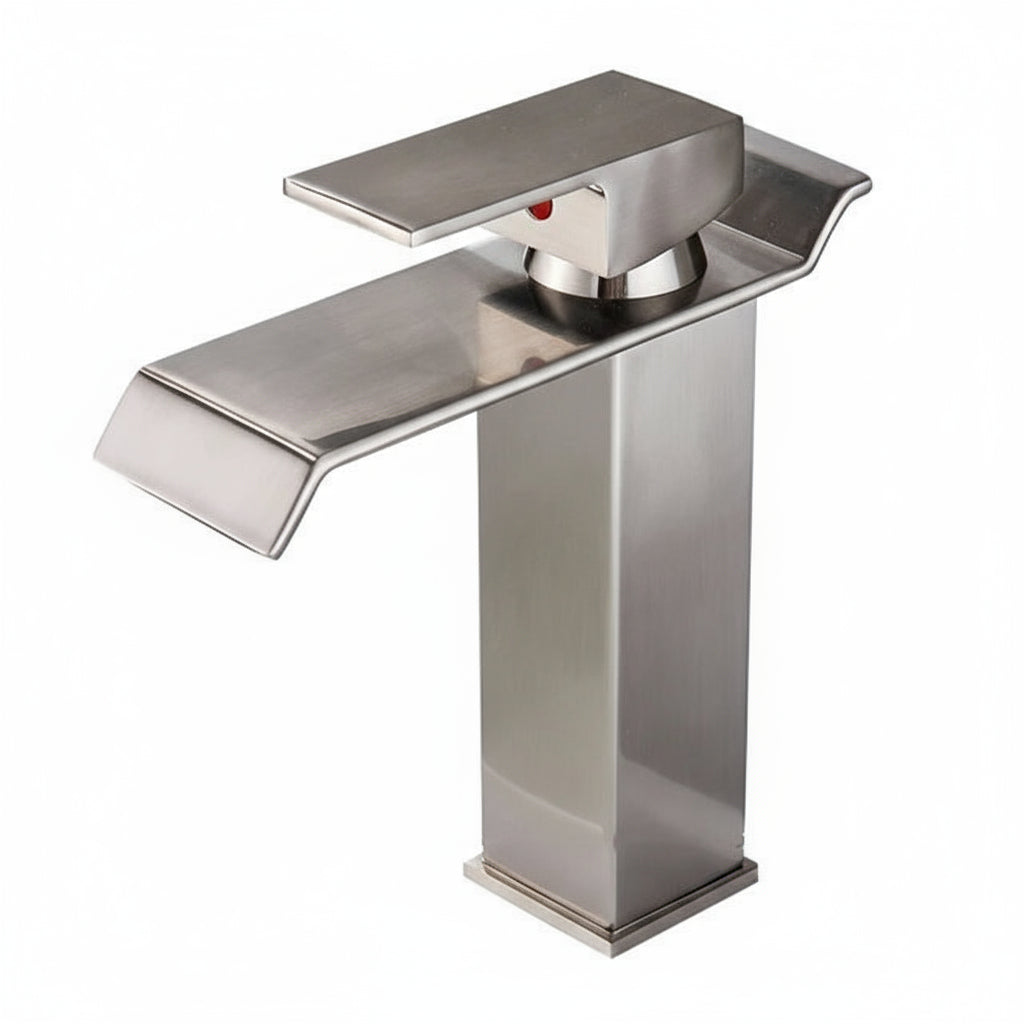 Black Waterfall Bathroom Faucet Basin Vanity Vessel Sinks Mixer Tap Cold And Hot Water Tap Single Hole Bath Sink Faucets Crane