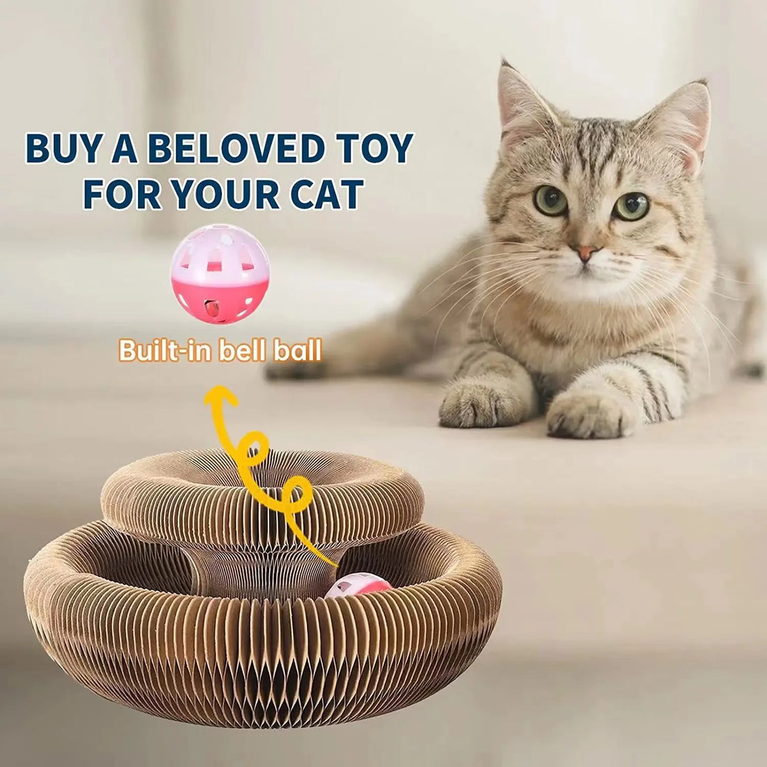 Hot Selling Cat Scratching Boards Folding Magic Organ Cat Toy with Ball Corrugated Paper Board for Cat Grinding Claw