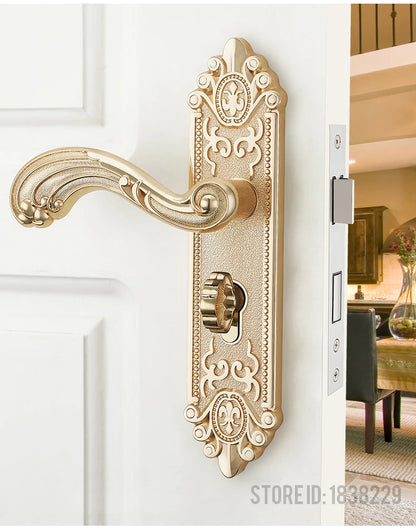 KA European Style Gold Door Locks with Keys Door Handle Ivory White Security Entrance Door Lock Mute Anti-theft Door Hardware