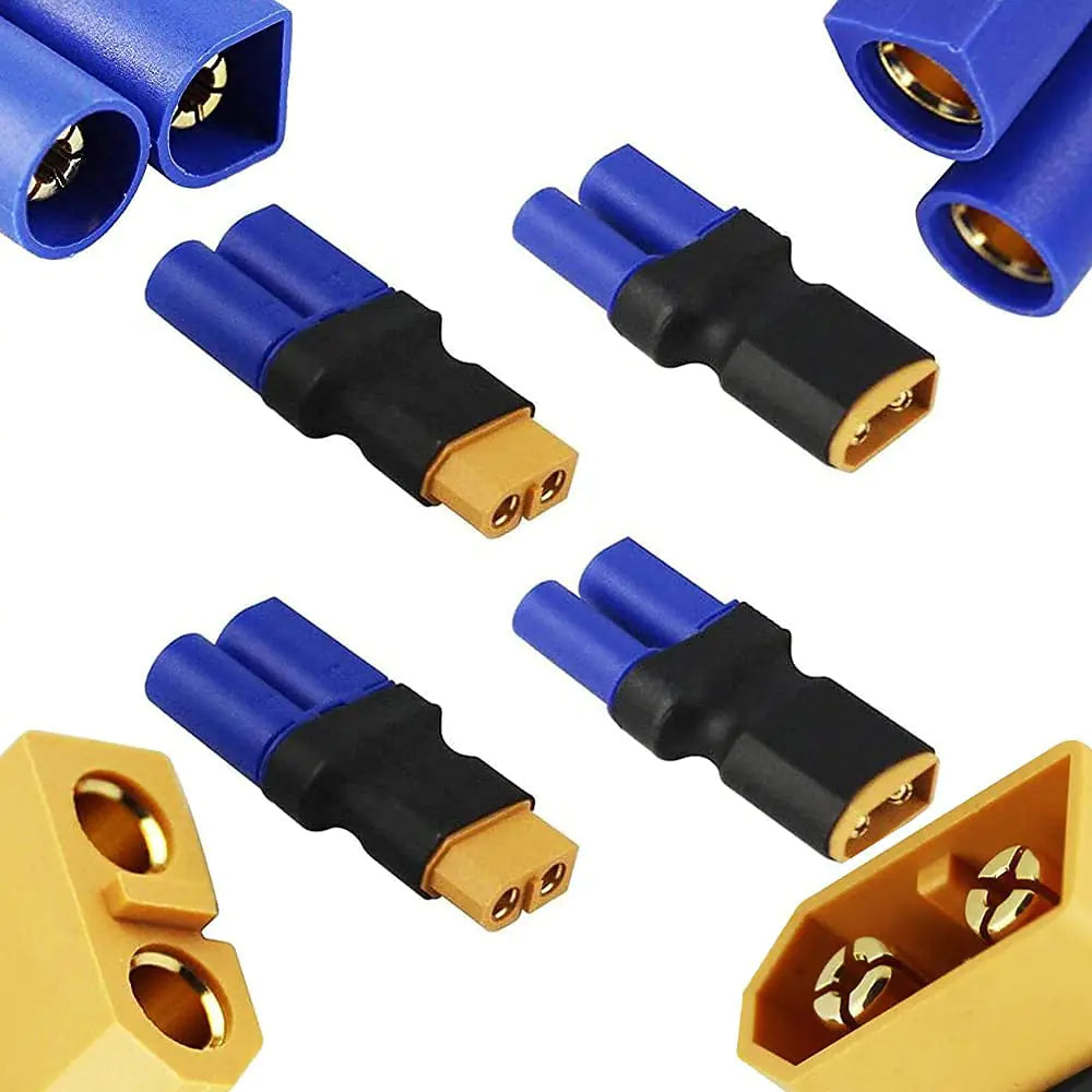 4pcs XT60 to EC5 Male Female Adapter XT60 to Male Female EC5 Connector Adapter No Wires RC LiPo Battery Connectors