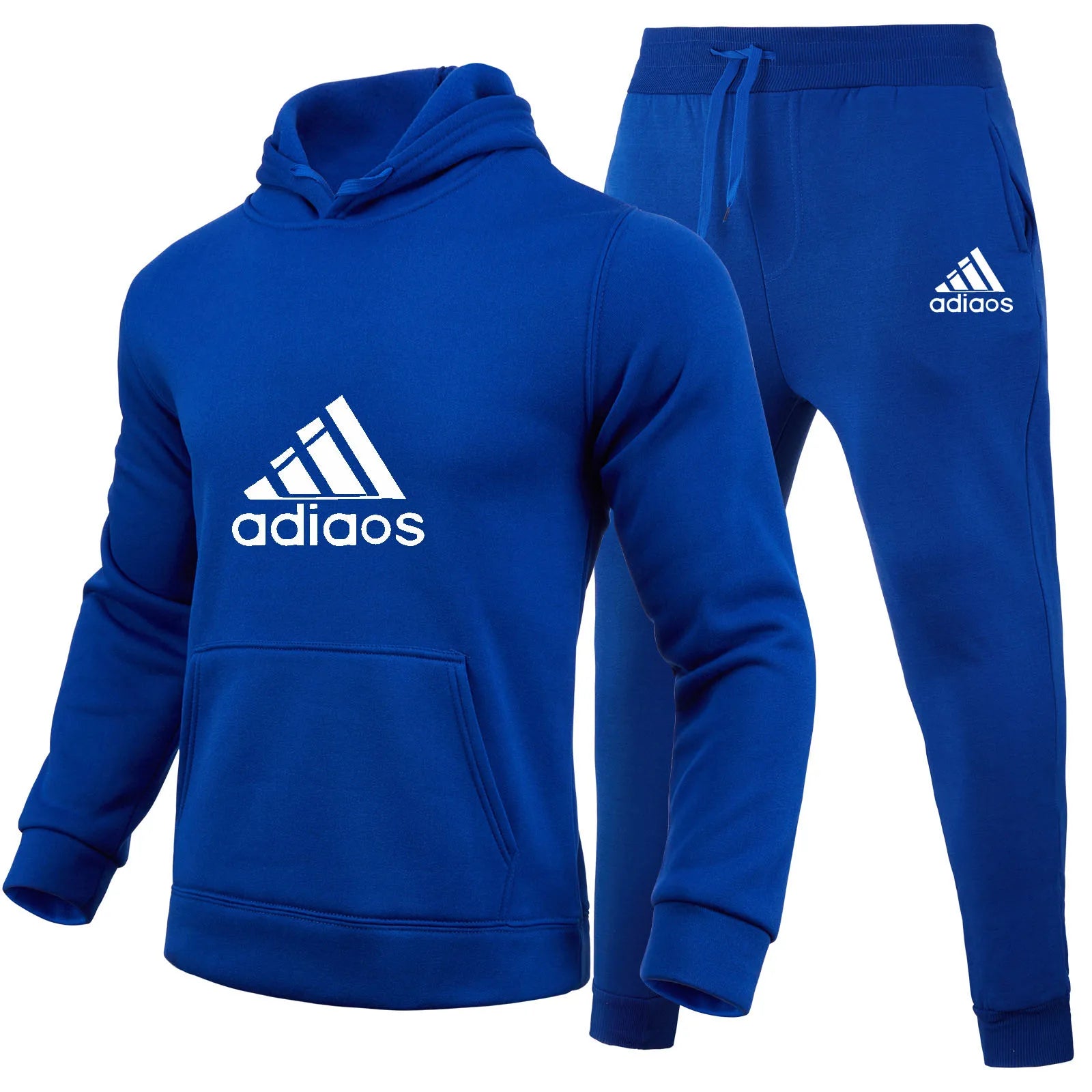 Stylish and trendy fitness jogging loose sportswear set of 2-piece pullover hoodie and long pants for men in autumn and winter