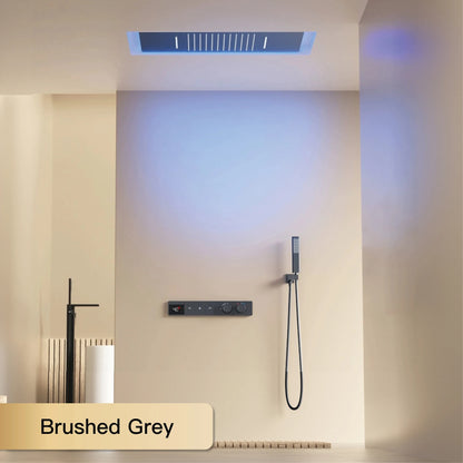 Intelligent digital display luxury white brass shower system with hidden design Dual control of hot &amp; cold Wall mounted faucet