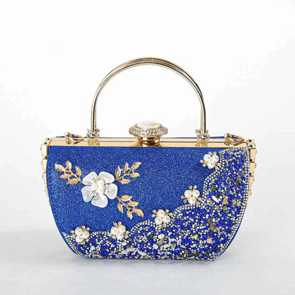 2024 New Arrival Flower Crystal Wedding Bridal Clutch Purse Luxury Designer Women&