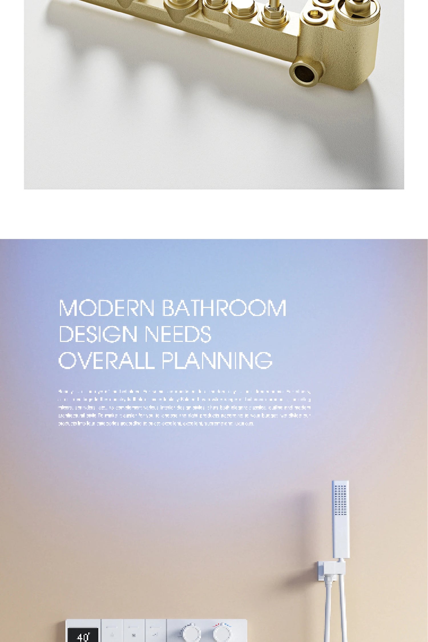 Intelligent digital display luxury white brass shower system with hidden design Dual control of hot &amp; cold Wall mounted faucet