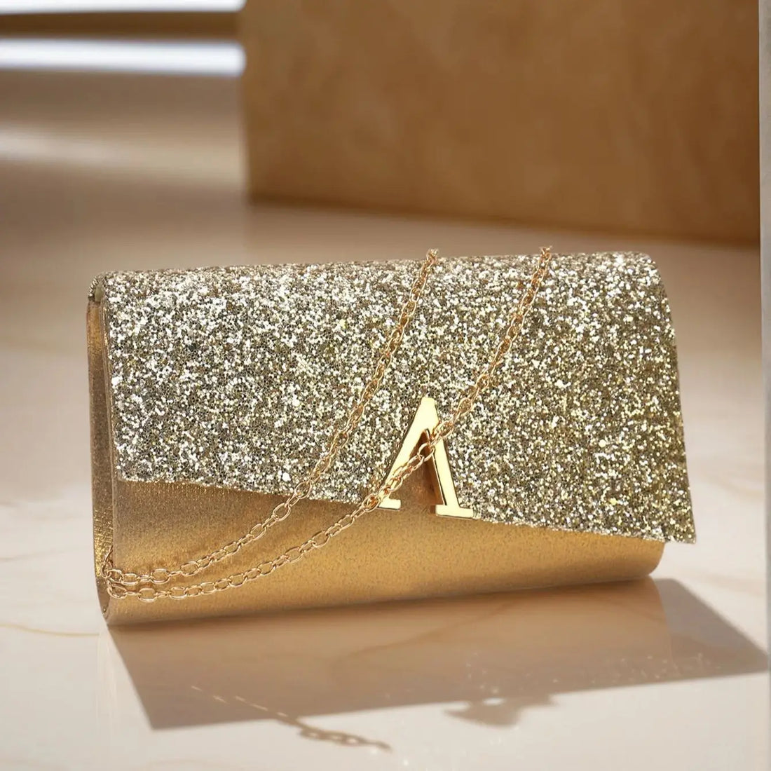 V Design Metal Chain Glamorous Design Evening Bags Envelope Shaped Sequins Handbags For Prom Dinner Wedding Banquet Purse