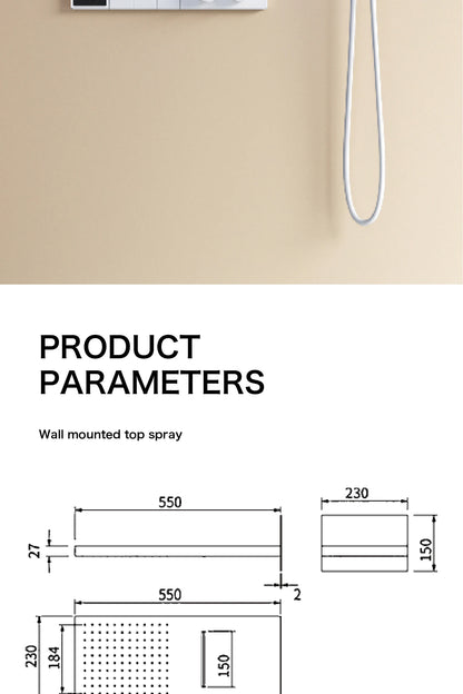 Intelligent digital display luxury white brass shower system with hidden design Dual control of hot &amp; cold Wall mounted faucet