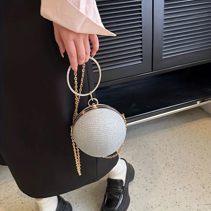 Internet Celebrity Popular Disco Bag Shiny Bracelet Ball Banquet Bag Dinner Bag Socialite Party Bag Trendyy Hand Bag Chain Crossbody Bag for Women