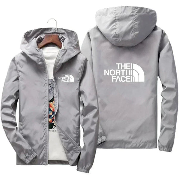 2025 New European and American men's fashion jacket, windproof and waterproof zipper hooded overcoat, spring and winter outdoor