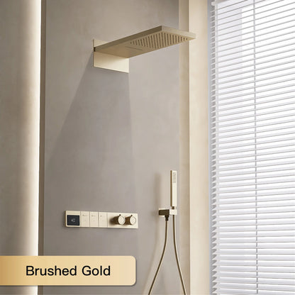 Intelligent digital display luxury white brass shower system with hidden design Dual control of hot &amp; cold Wall mounted faucet