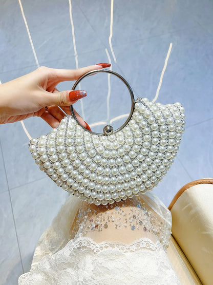 Luxurious Design Sparkling Banquet Clutch Bag Fashion Pearl inlay Wedding Handbag Lady Chain Shoulder Bag New Clutch Purse