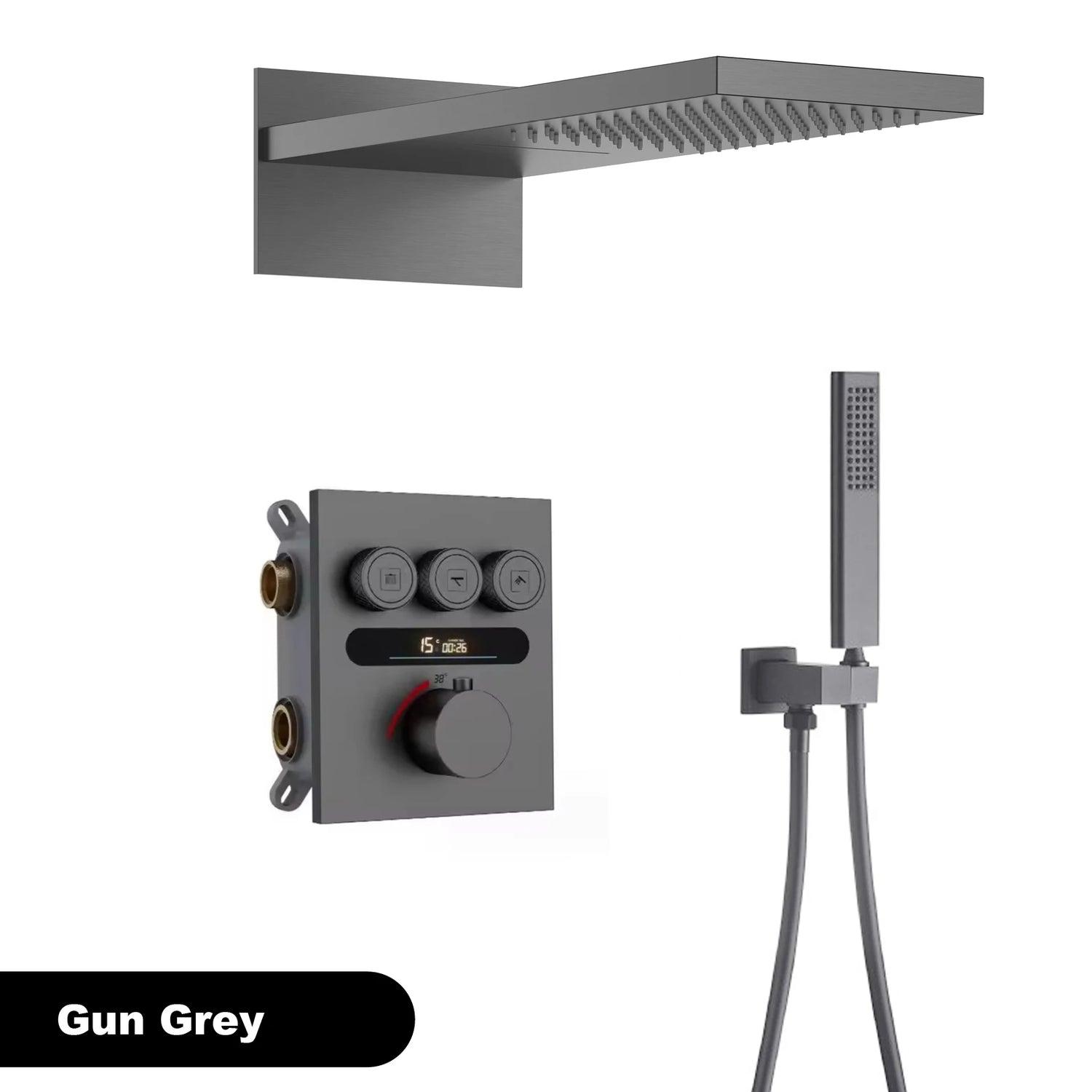 Luxury  gold LED digital display constant temperature shower system with hot&amp;cold water ceiling embedded bath Mixer