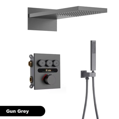 Luxury  gold LED digital display constant temperature shower system with hot&amp;cold water ceiling embedded bath Mixer