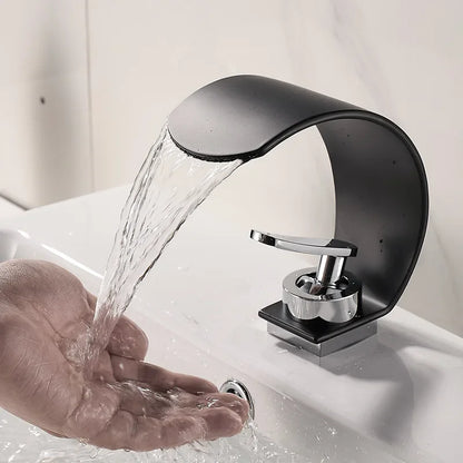 GEGVE Waterfall Washbasin Faucets Mixer Tap Sink Hot&amp;cold Water Hydrant Iron To Sink A Bathtub Bathroom Sink tap tap Black White