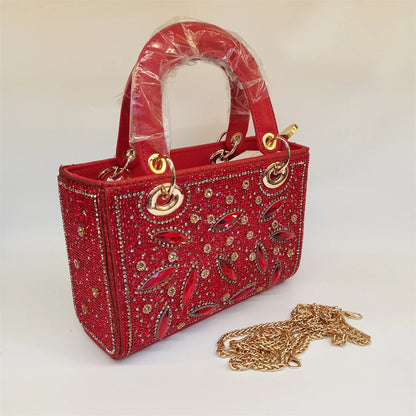 Hot Popular Women Rhinestone Evening Bag New Fashion Handbag Clutch Embellished Long Chain Bag Casual Bag F5-405-1