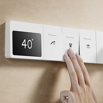 Intelligent digital display luxury white brass shower system with hidden design Dual control of hot &amp; cold Wall mounted faucet