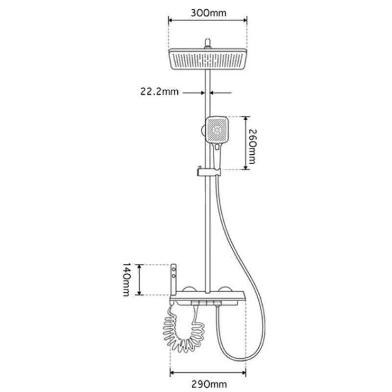 New Shower Set Four-Function Smart Digital Display Shower System Rainfall Pressurized Wall-mounted Piano Key Shower Faucet Set