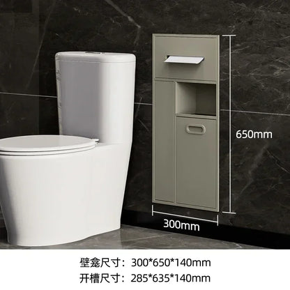 Stainless Steel Niche Bathroom Metal Embedded Trash Can Cabinet Finished Toilet Side Tissue Storage Rack