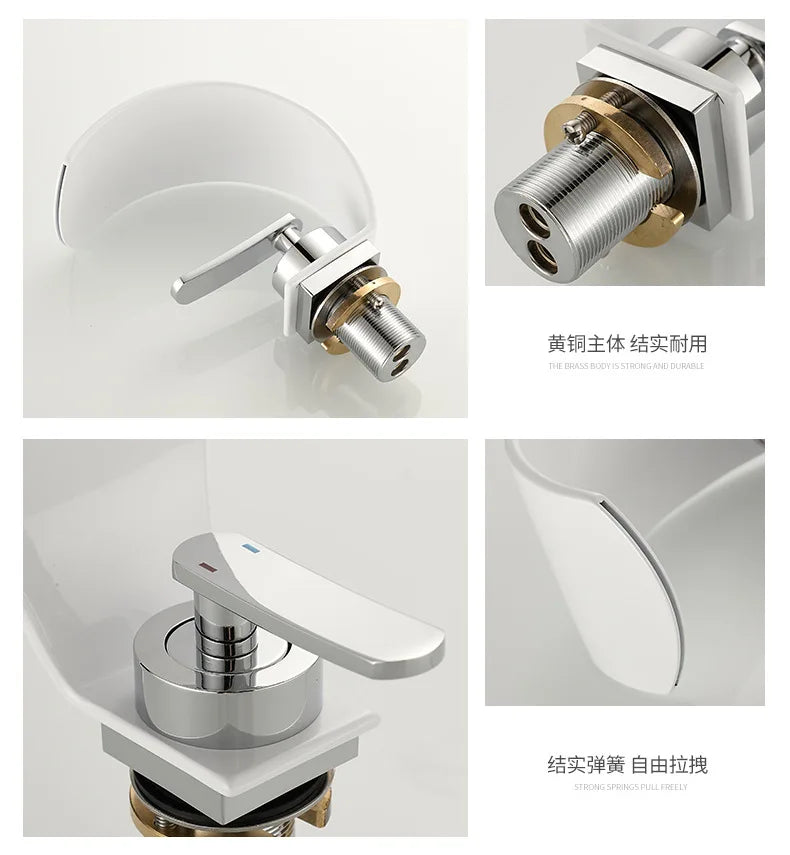GEGVE Waterfall Washbasin Faucets Mixer Tap Sink Hot&amp;cold Water Hydrant Iron To Sink A Bathtub Bathroom Sink tap tap Black White