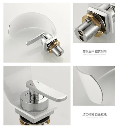 GEGVE Waterfall Washbasin Faucets Mixer Tap Sink Hot&amp;cold Water Hydrant Iron To Sink A Bathtub Bathroom Sink tap tap Black White