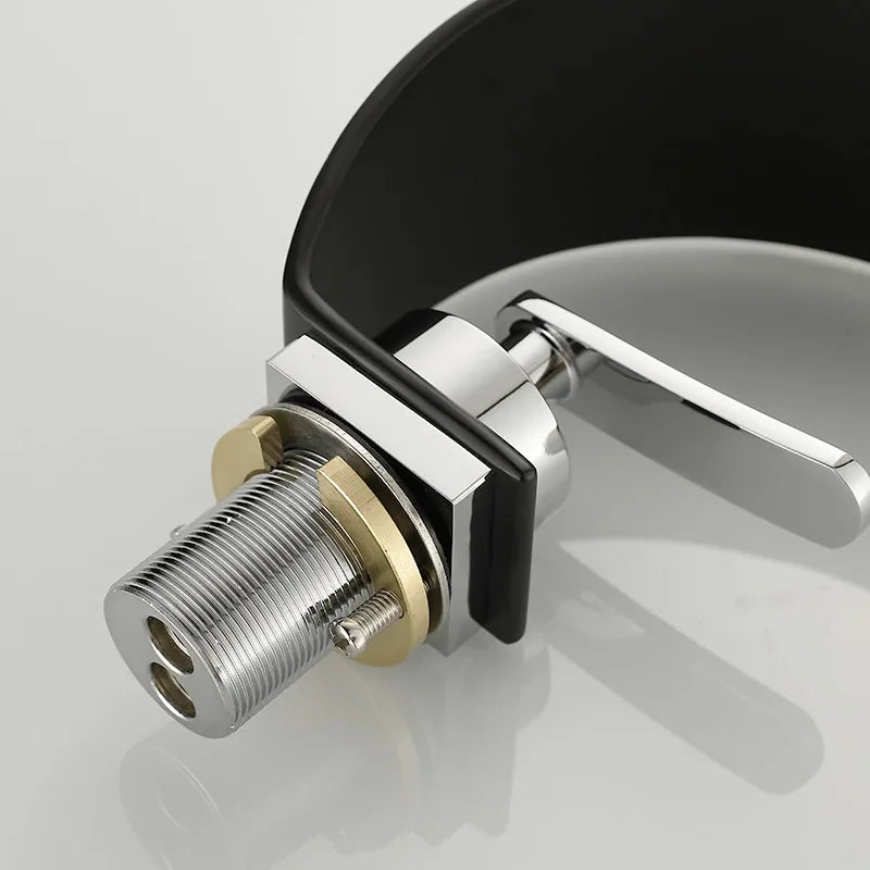 GEGVE Waterfall Washbasin Faucets Mixer Tap Sink Hot&cold Water Hydrant Iron To Sink A Bathtub Bathroom Sink tap tap Black White