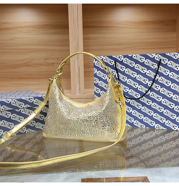 Women Shiny Evening Handbag Female delicate rhinestone shoulder bag dinner fashion luxury large capacity Tote bag gift for girls