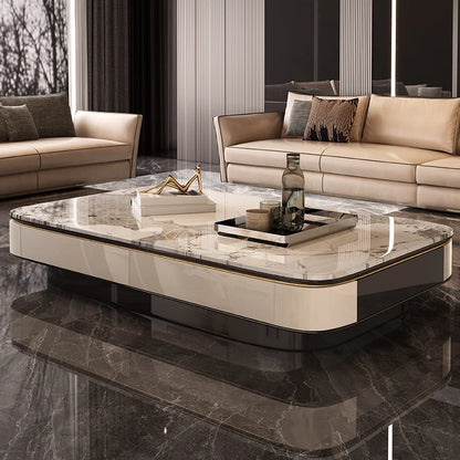 Modern Minimalist Home Slate Microcrystalline Stone Black Glass Table 1.5 Extended