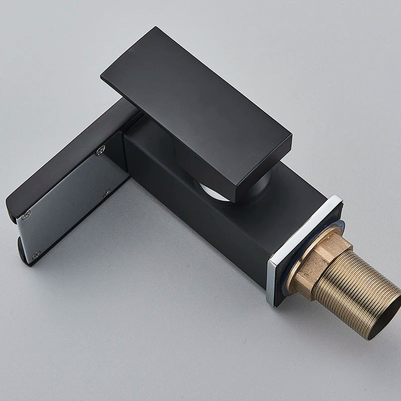 Luxury LED Black Basin Faucet Tall And Short Tap Bathroom Single Handle Cold and Hot Water Flow Produces Electricity